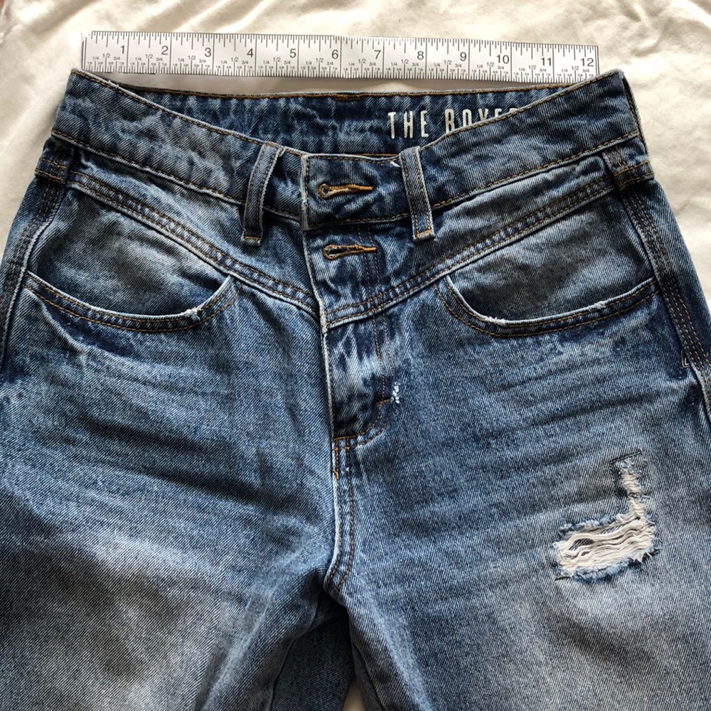 High rise distressed jeans